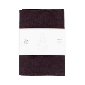 Bailey + Gray 100% Stonewashed Linen Tea Towel Charcoal Grey