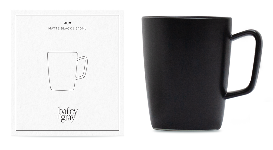 Bailey + Gray Matte Black Mug 340ml